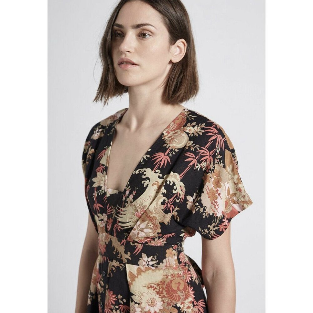 Current/Elliot The Retro Midi Dress Linen NEW - Picture 7 of 13